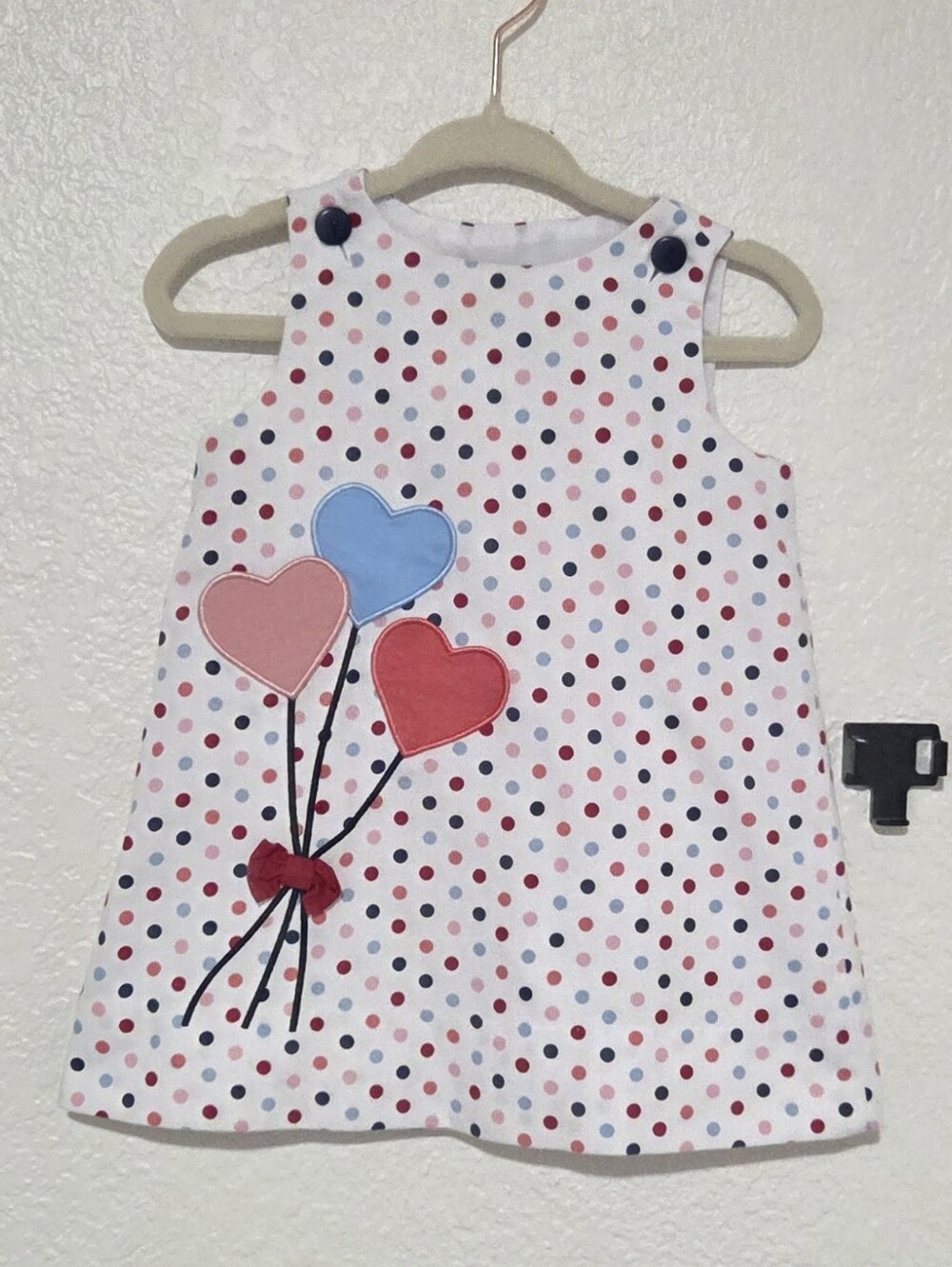 Florence Eiseman White Polka Dot Dress with Hearts